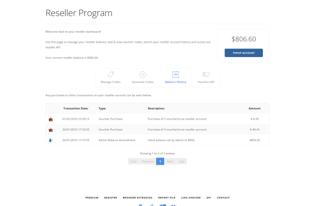 Logged In Balance History
